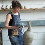 Penny Withers at work in her studio at Yorkshire Art Space’ Persistence Works in Sheffield 2017